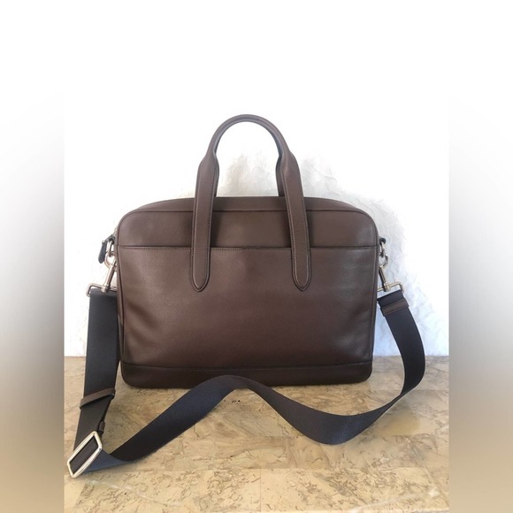 COACH HAMILTON UNISEX BROWN LEATHER BRIEFCASE - Picture 1 of 9
